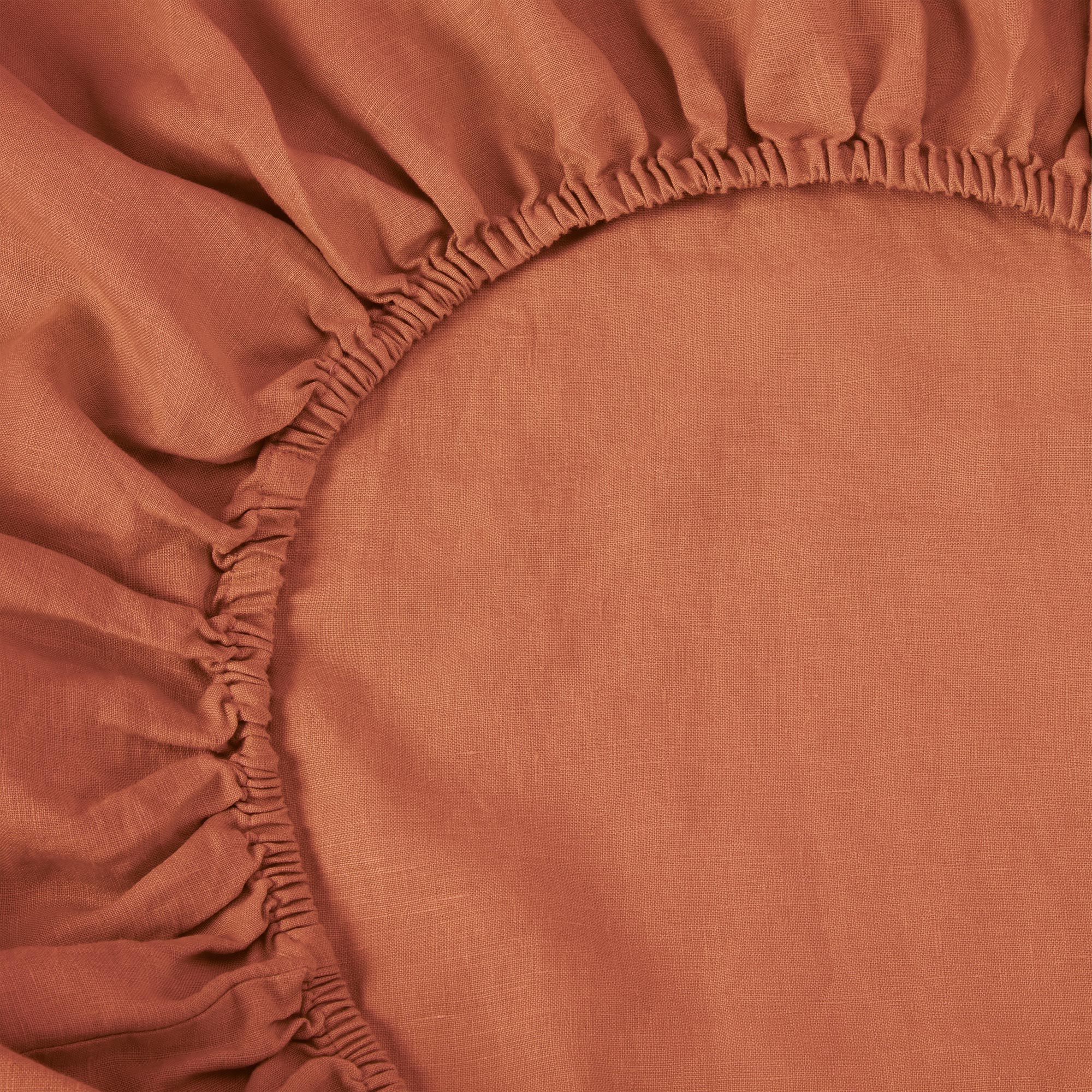 Kalono Linen Blend Fitted Sheet – Burnt Orange - Image 2