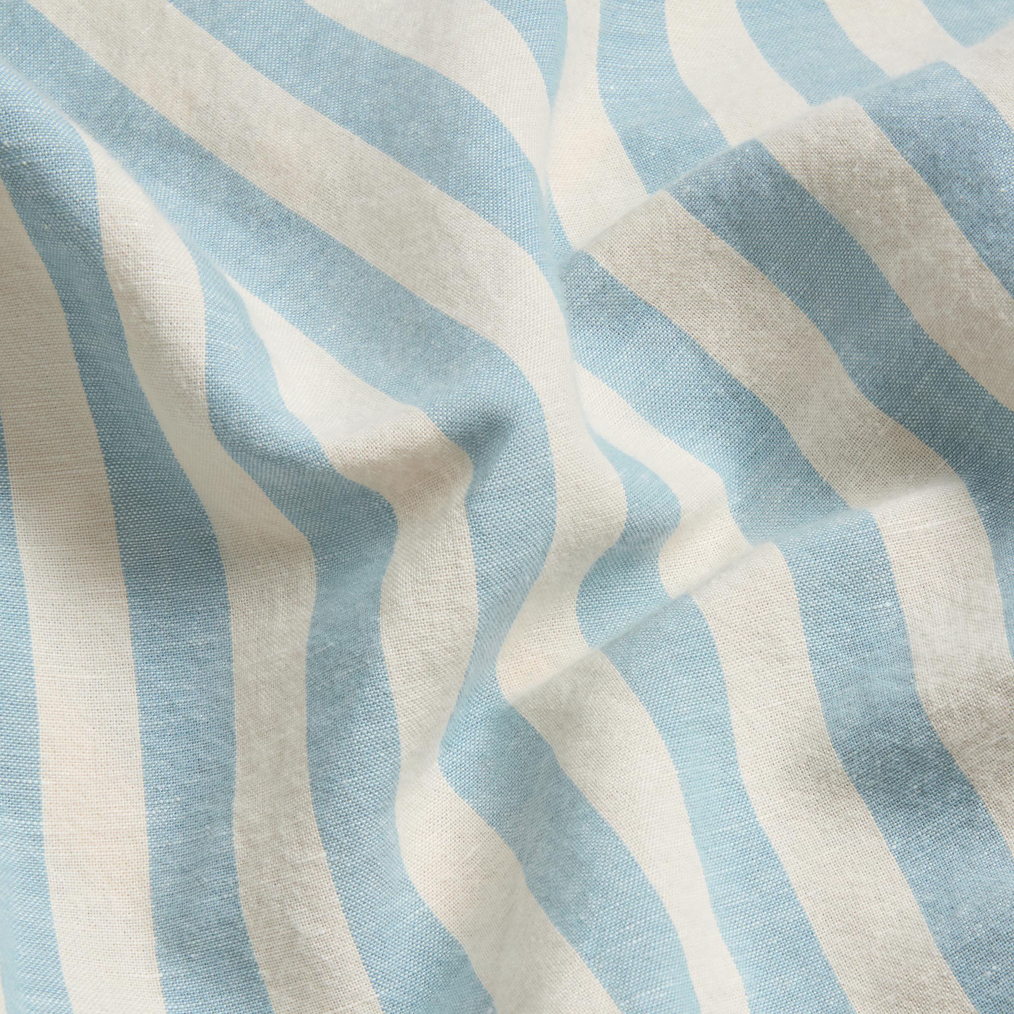 Kalono 100% Linen Flat Sheet – Coastal Blue Pembroke Stripe - Image 3