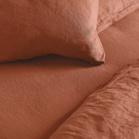 Kalono Linen Blend Fitted Sheet – Burnt Orange
