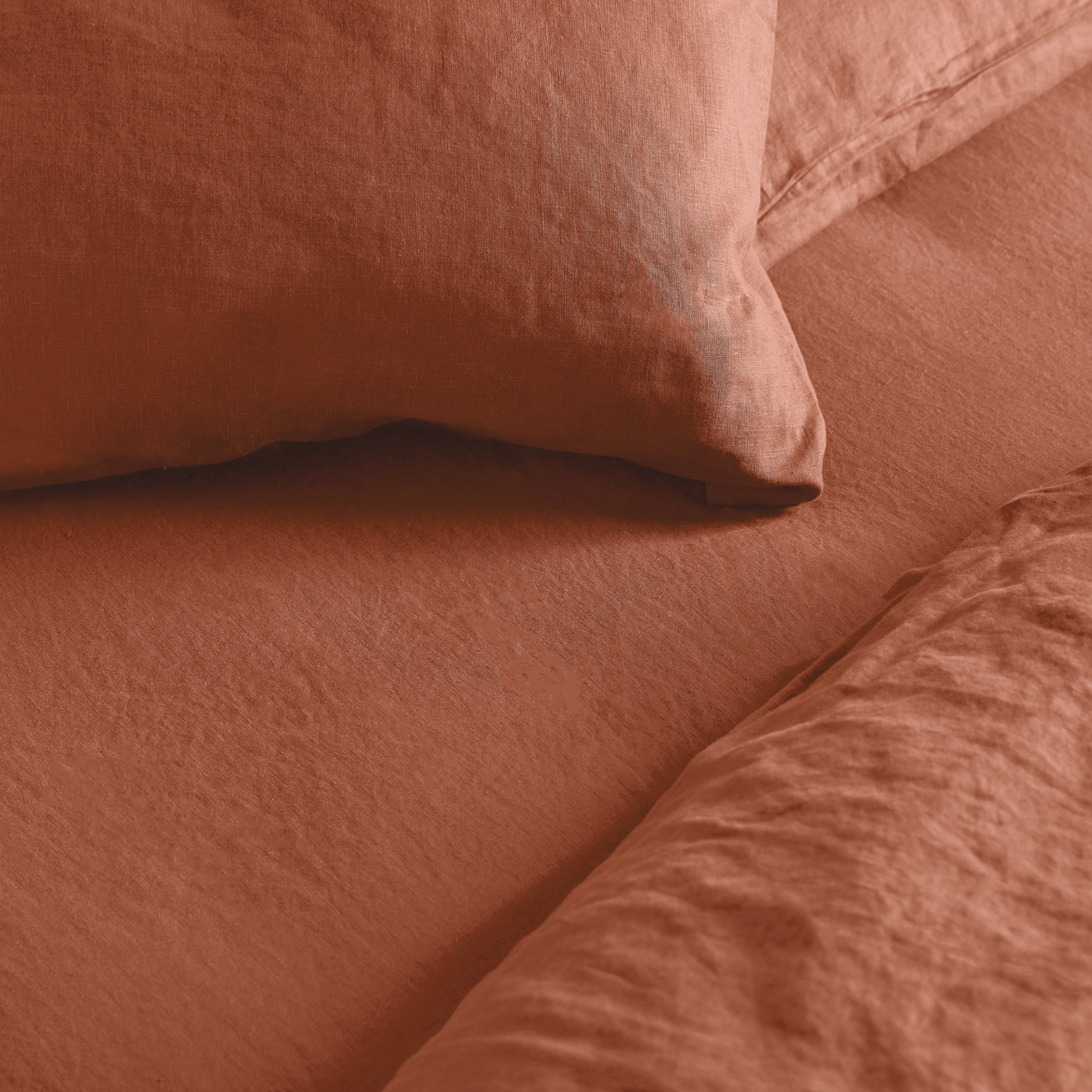 Kalono Linen Blend Fitted Sheet – Burnt Orange