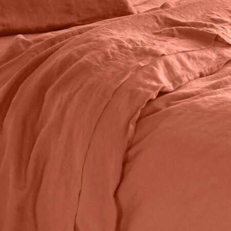 Kalono Linen Blend Flat Sheet – Burnt Orange