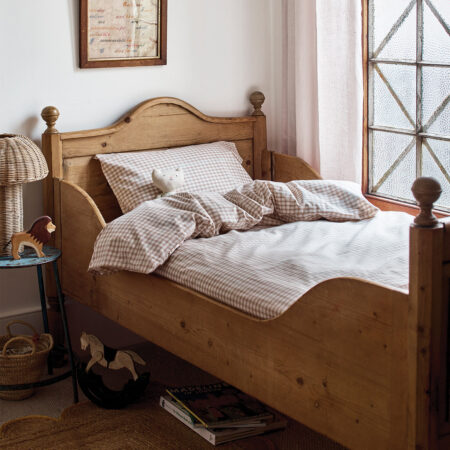 Kalono Kids Cotton Bedding Set – Café au Lait Gingham