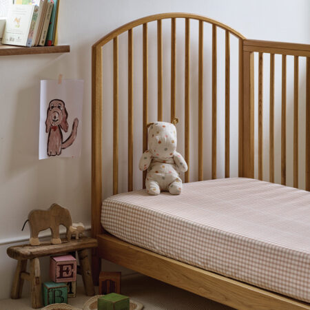 Kalono Kids Cotton Fitted Sheet – Café au Lait Gingham