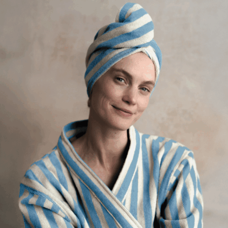Kalono Cotton Hair Wrap – Coastal Blue Pembroke Stripe